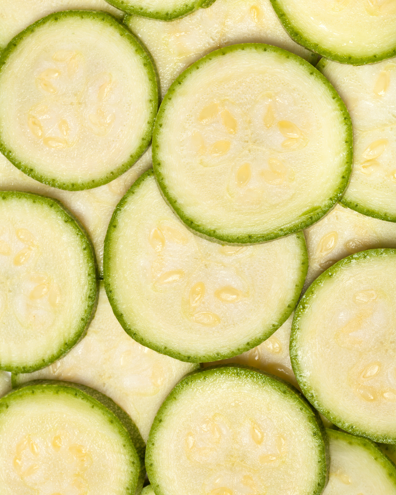 slices of steamed zucchini